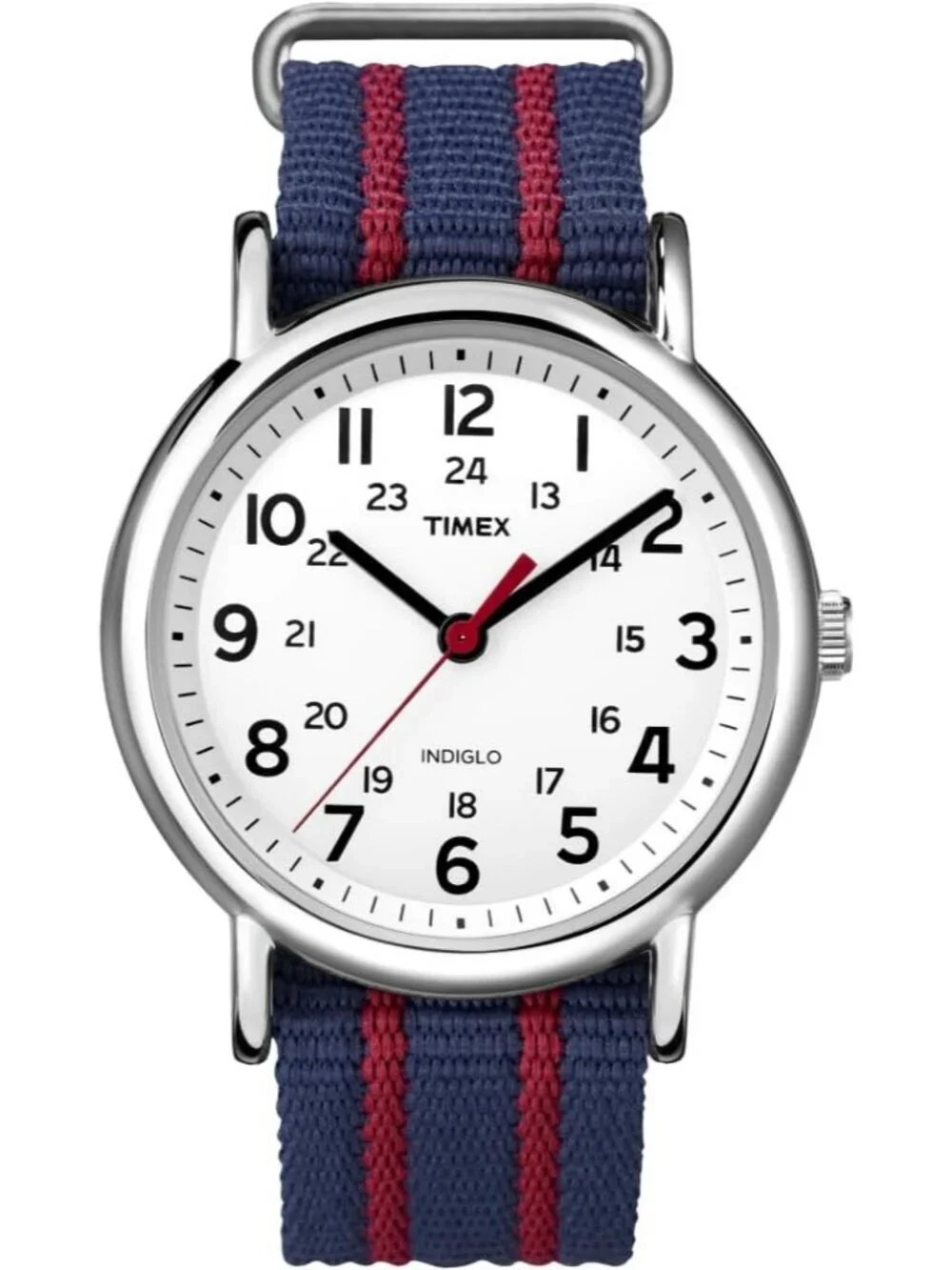 Unisex Blue And White Analog Quartz Nylon Fabric Slip Adjustable Durable Watch